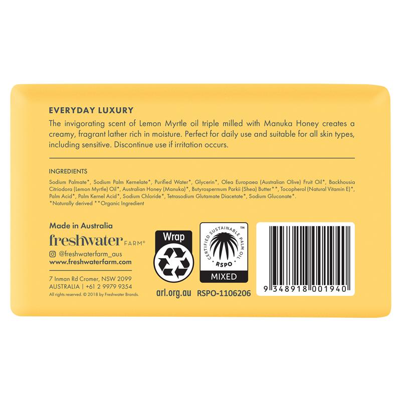 Freshwater Farm Lemon Myrtle Oil + Manuka Honey Body Bar 200g