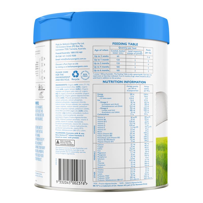 Bellamy's Beta Genica-8 Step 1 Infant Formula 800g