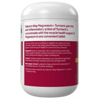 Nature's Way Magnesium + Turmeric 150 Tablets New Formula