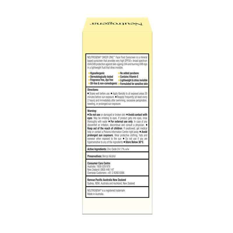 Neutrogena Sheer Zinc Face Fluid SPF50+ 50mL