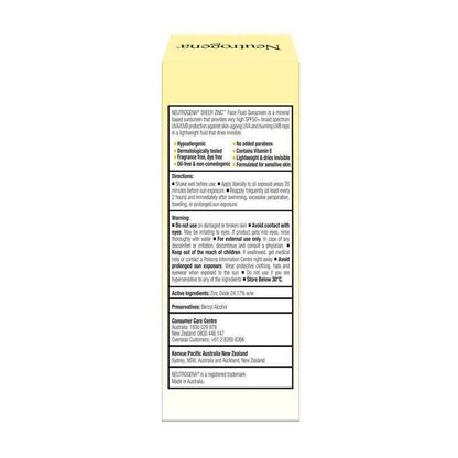 Neutrogena Sheer Zinc Face Fluid SPF50+ 50mL