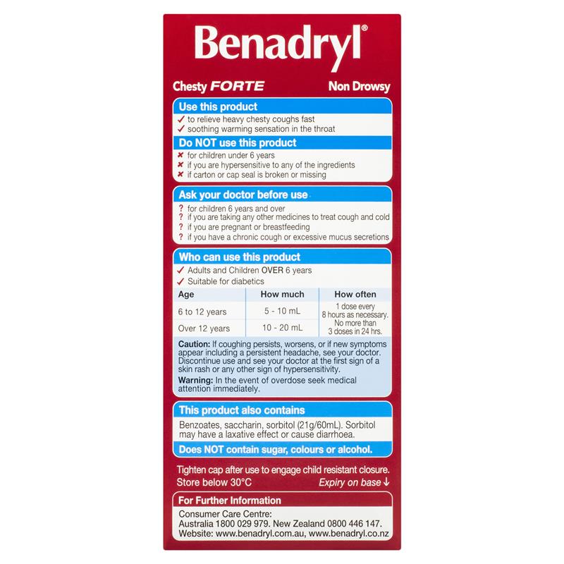 Benadryl Chesty Forte Cough Liquid Berry Flavour 200mL