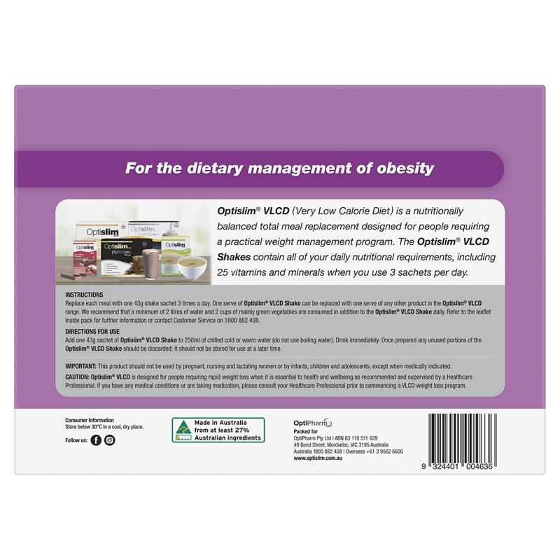 Optislim VLCD Meal Replacement Shake Variety Pack 21x43g Sachets