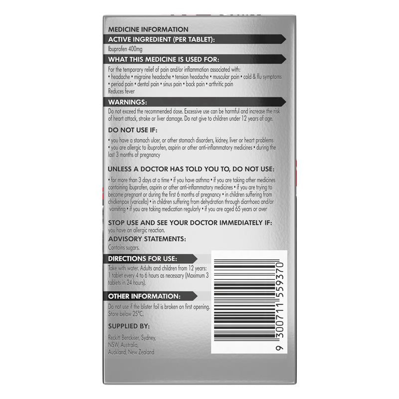 Nurofen Double Strength Pain and Inflammation Relief Tablets 400mg Ibuprofen 12 pack