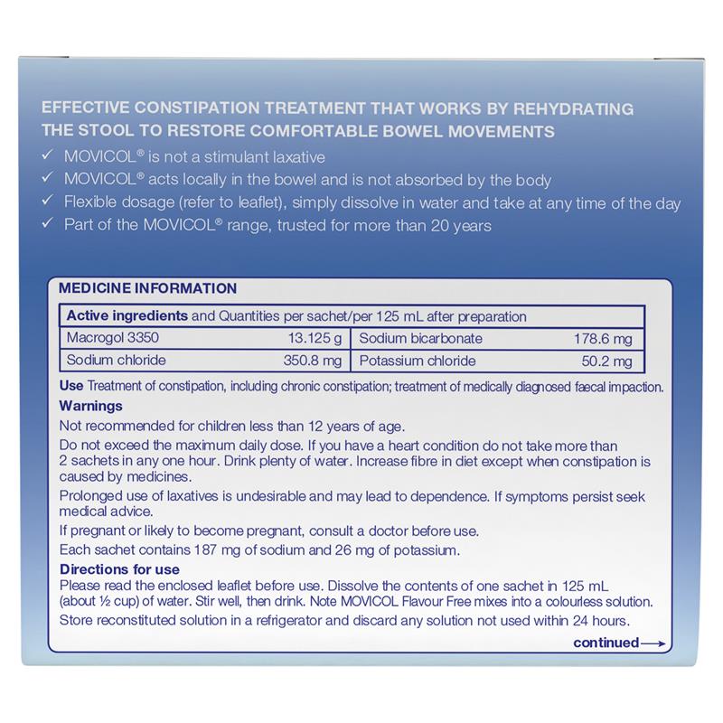 Movicol Adult Flavour Free 30 Sachets