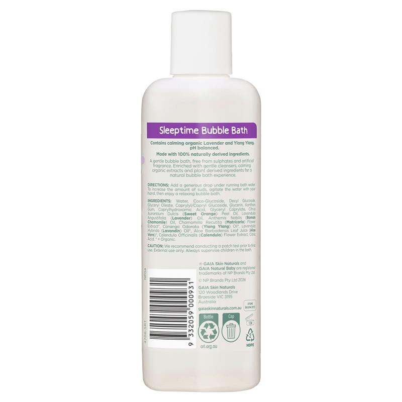 Gaia Natural Baby Bubble Bath Sleeptime 250ml