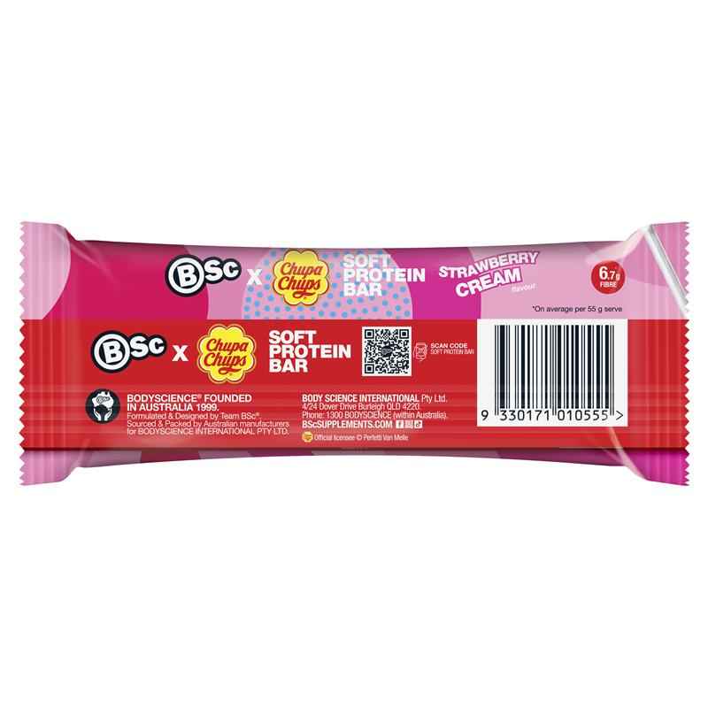 BSc x Chupa Chups Soft Protein Bar Strawberry Cream 55g