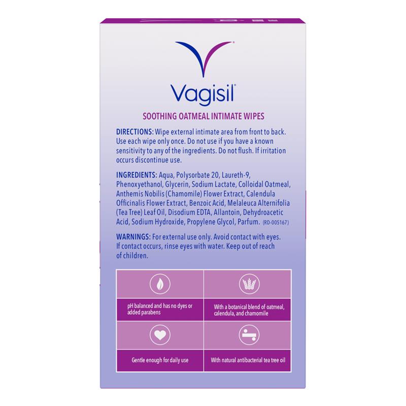Vagisil Soothing Oatmeal Wipes 12pk