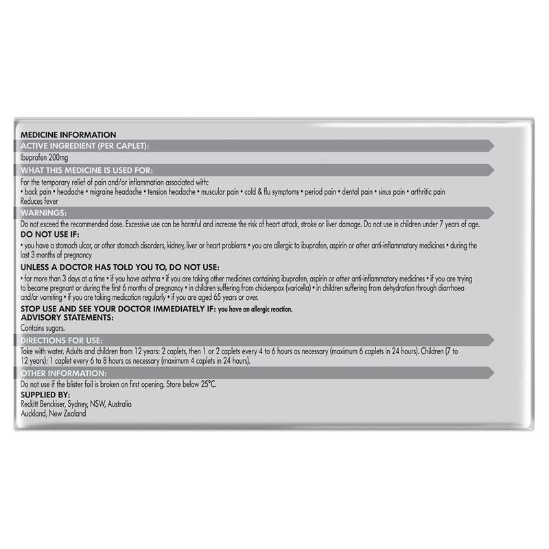 Nurofen Pain and Inflammation Relief Caplets 200mg Ibuprofen 96 Pack