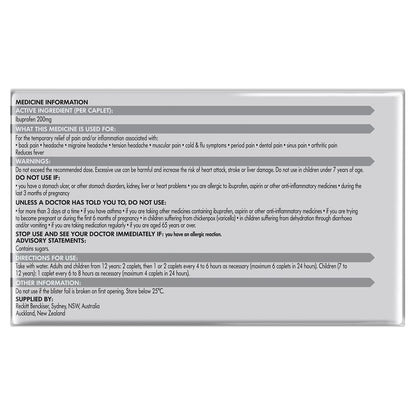 Nurofen Pain and Inflammation Relief Caplets 200mg Ibuprofen 96 Pack
