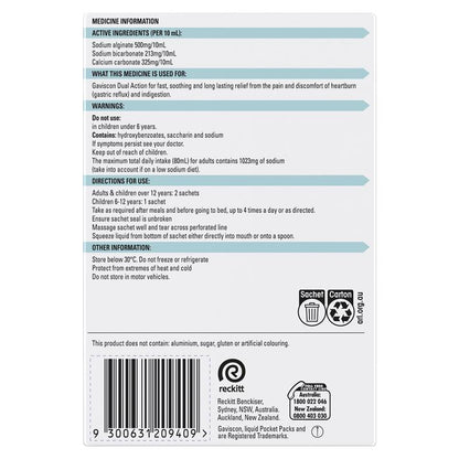 Gaviscon Dual Action Liquid Sachets Peppermint 24 Pack