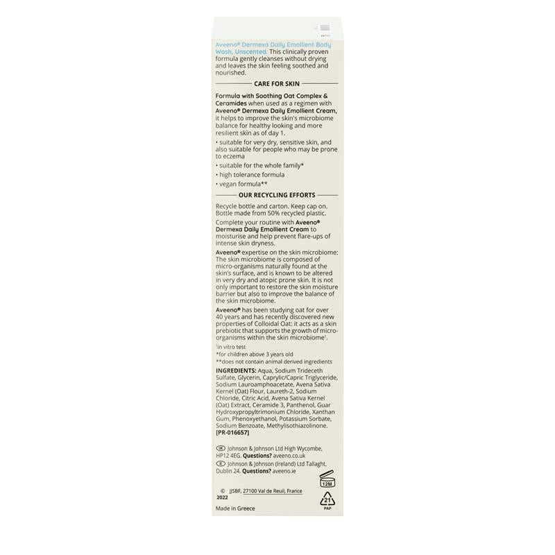 Aveeno Dermexa Daily Emollient Fragrance Free Body Wash 300ml