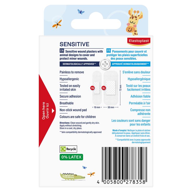 Elastoplast Sensitive Kids Animals 20 Pack