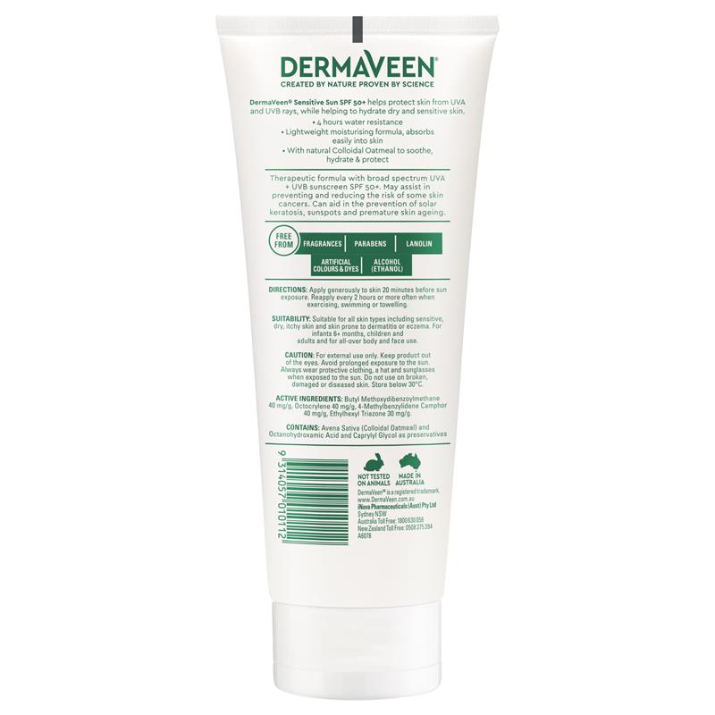 DermaVeen Sensitive Sun SPF 50+ Moisturising Face & Body Cream 200g