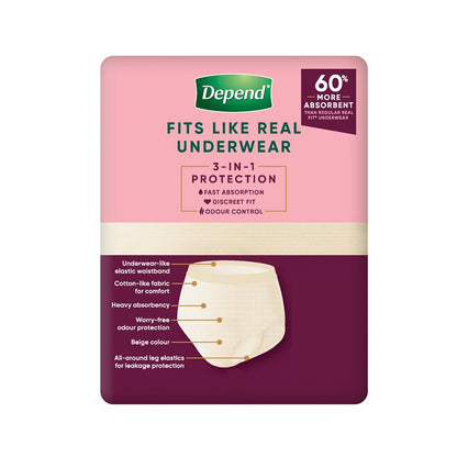 Depend Real Fit Super Incontinence Underwear for Women Medium 8 Pack