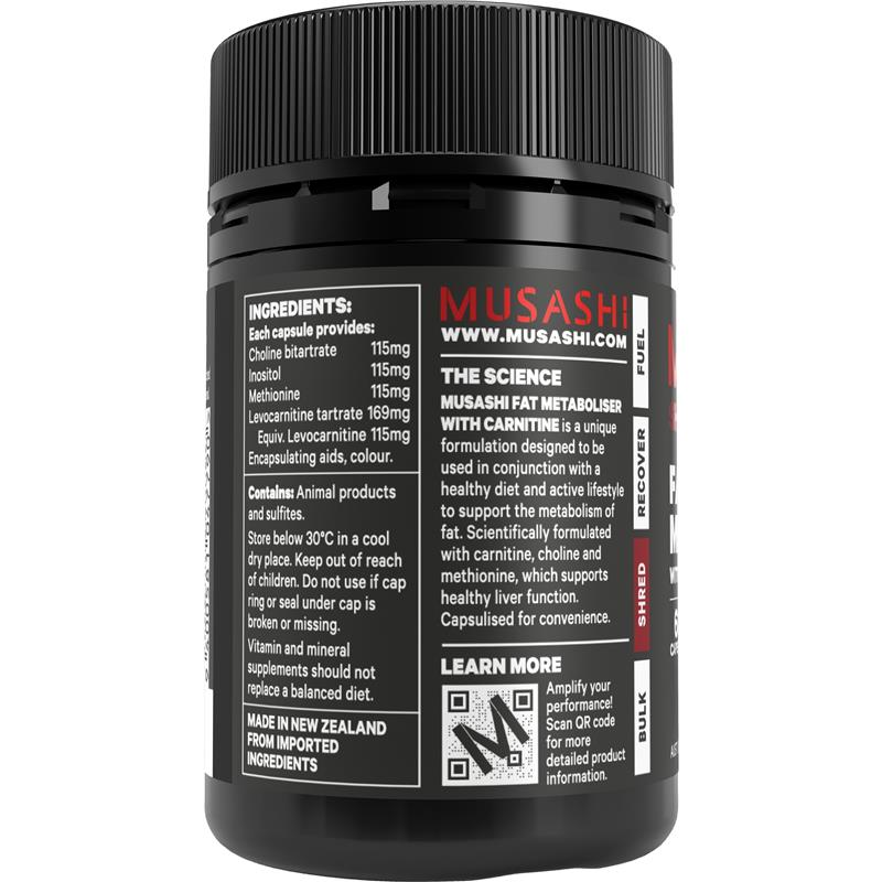 Musashi Fat Metaboliser + Carnitine 60 Capsules