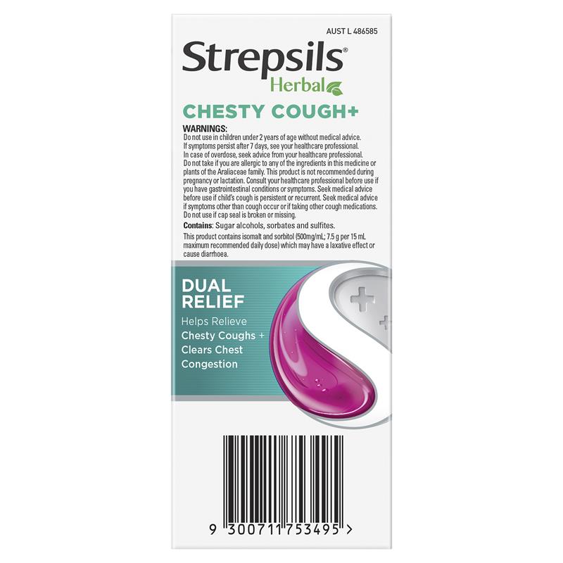 Strepsils Herbal Chesty Cough+ Liquid Cherry Flavour 200mL