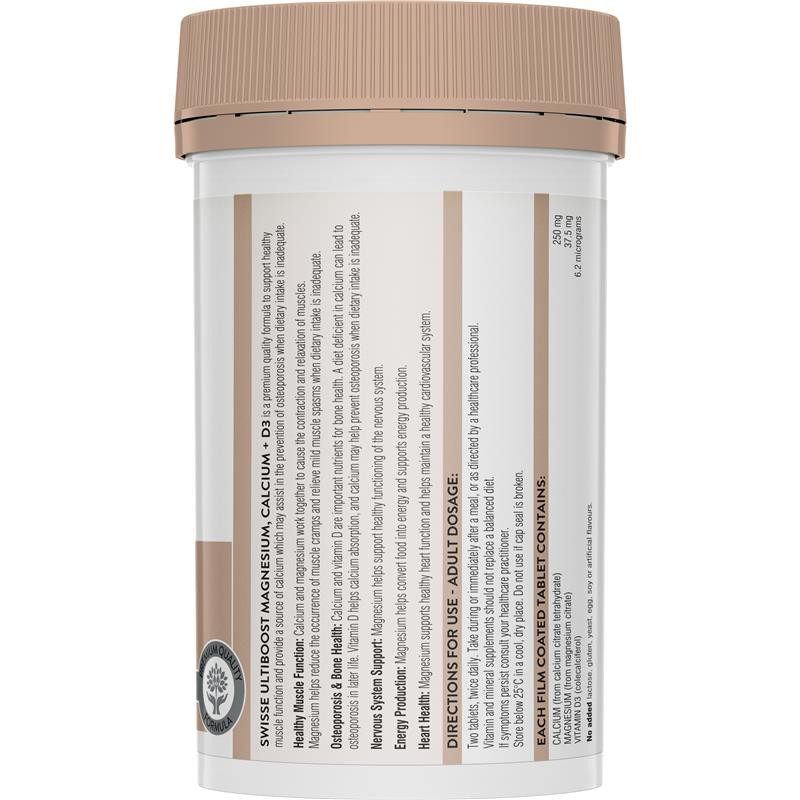 Swisse Ultiboost Magnesium Calcium + Vitamin D 120 Tablets