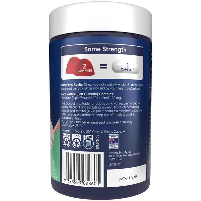 Bioglan L-Theanine Calm & Focus Gummies 75 Pack