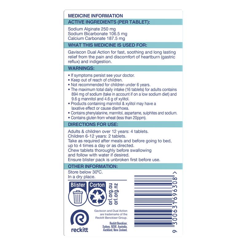 Gaviscon Dual Action Heartburn and Indigestion Relief Mixed Berry 16 Pack
