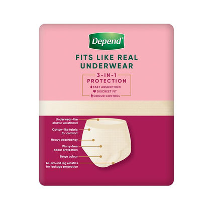 Depend Women Real Fit Underwear Medium 8 Pack