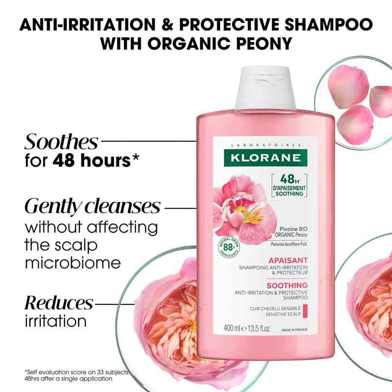Klorane Soothing Shampoo with Peony 400ml - Sensitive Scalp