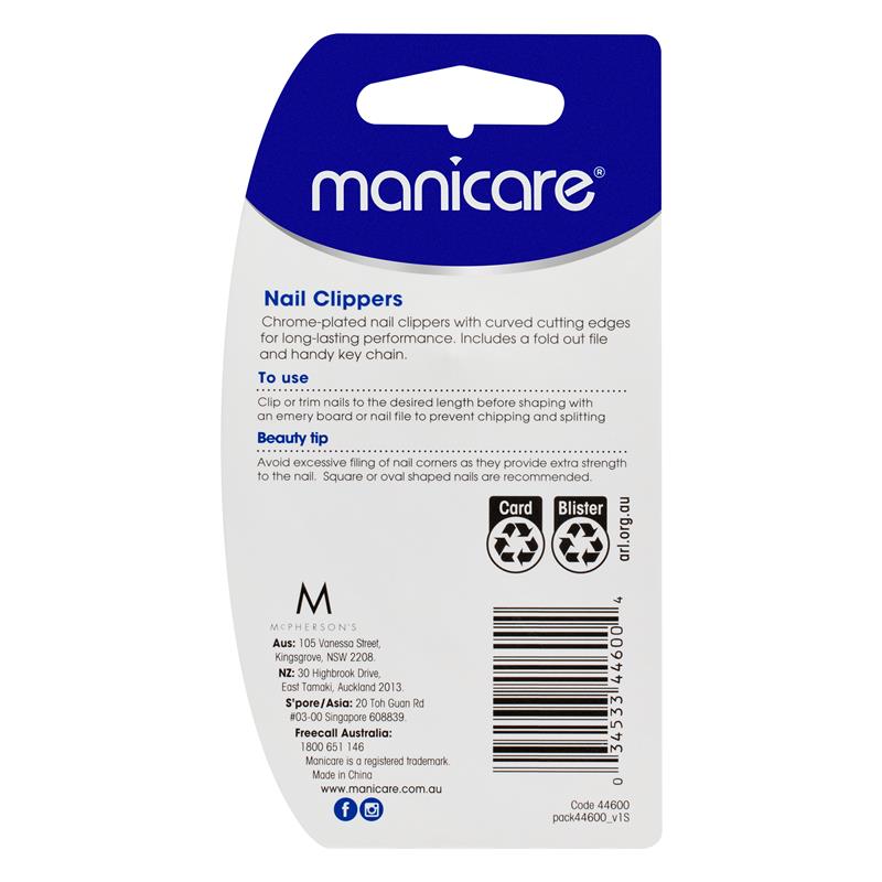 Manicare Nail Clippers With Nail File & Key Chain