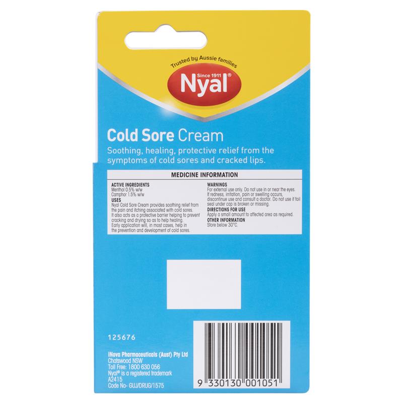 Nyal Cold Sore Cream 10g