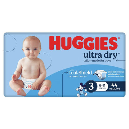 Huggies Ultra Dry Nappies Boys Size 3 (6-11kg) 44 Pack