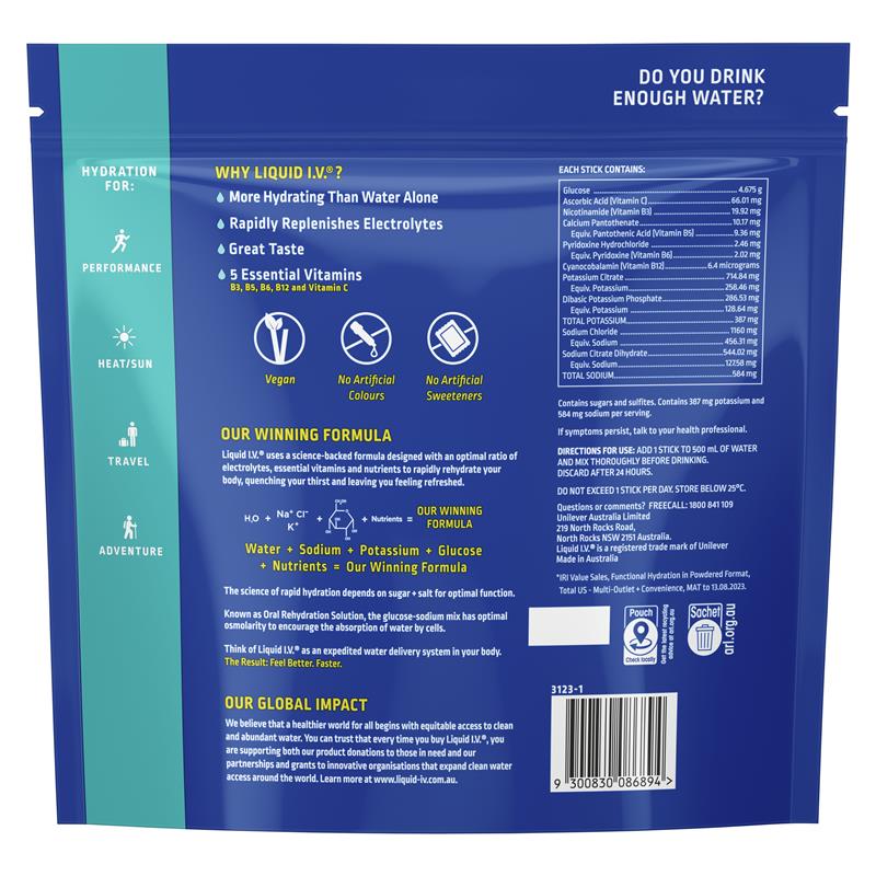 Liquid IV Hydration Lemon Lime 24 Sachets - GimmeNow