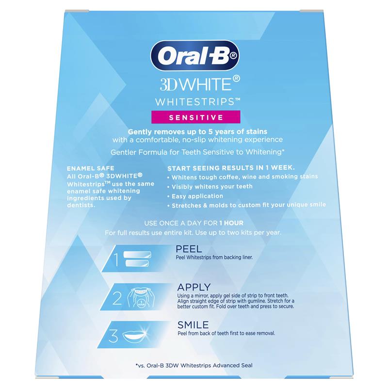 Oral B 3D White Whitening Strips Sensitive 14 Pack