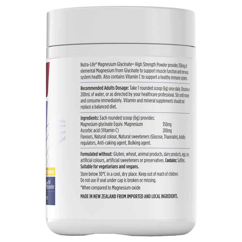 Nutra-Life Mag Glycinate High Strength Citrus Powder 360g Exclusive Size