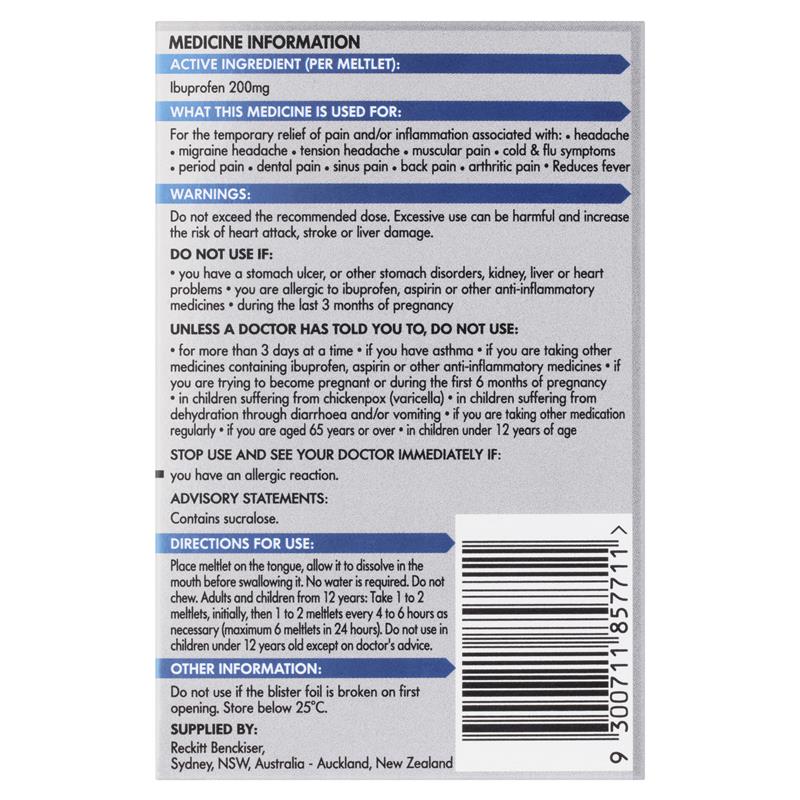Nurofen Meltlets Pain Relief Berry Burst 200mg Ibuprofen 24 Pack