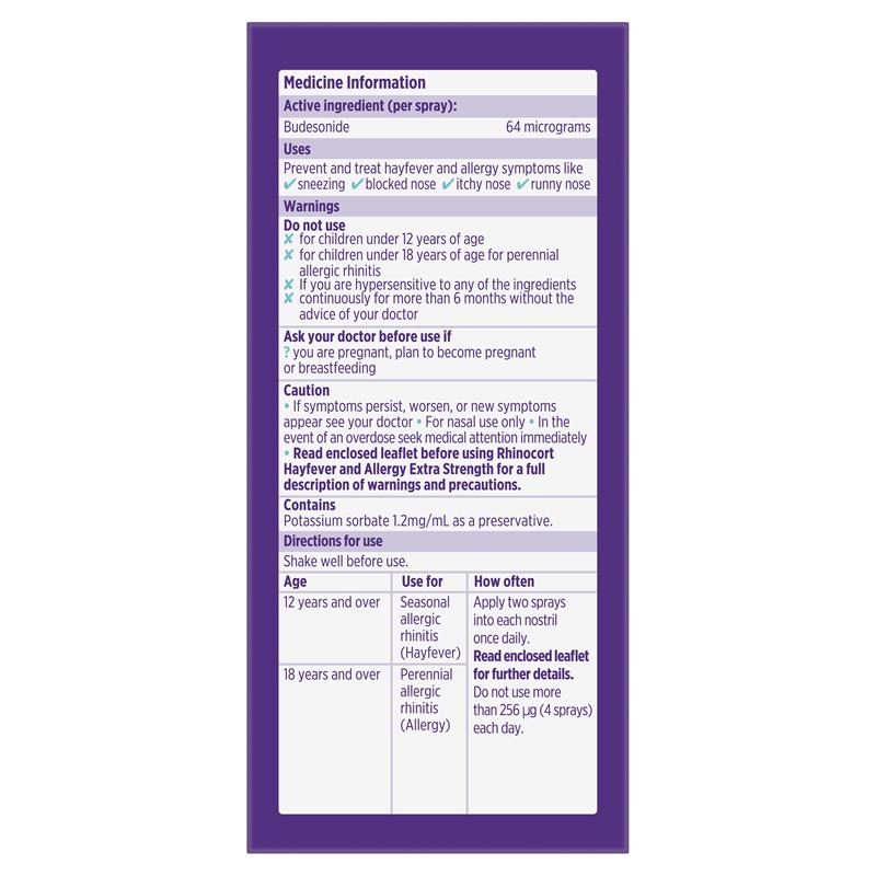 Rhinocort Extra Strength Hayfever & Allergy Nasal Spray 120 Sprays - GimmeNow