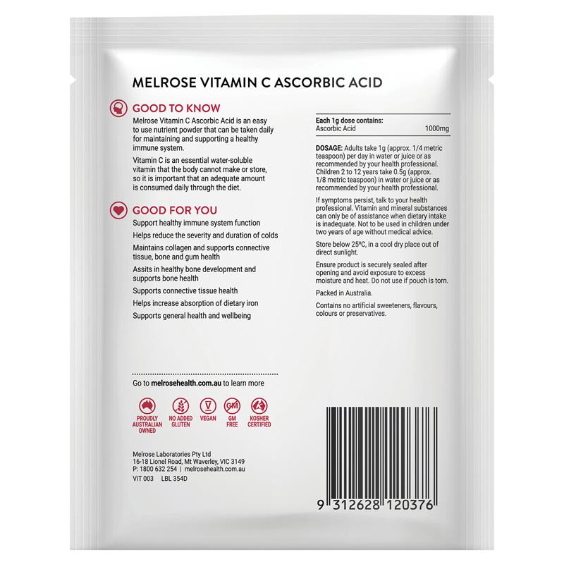 Melrose Vitamin C + Ascorbic Acid 125g Powder
