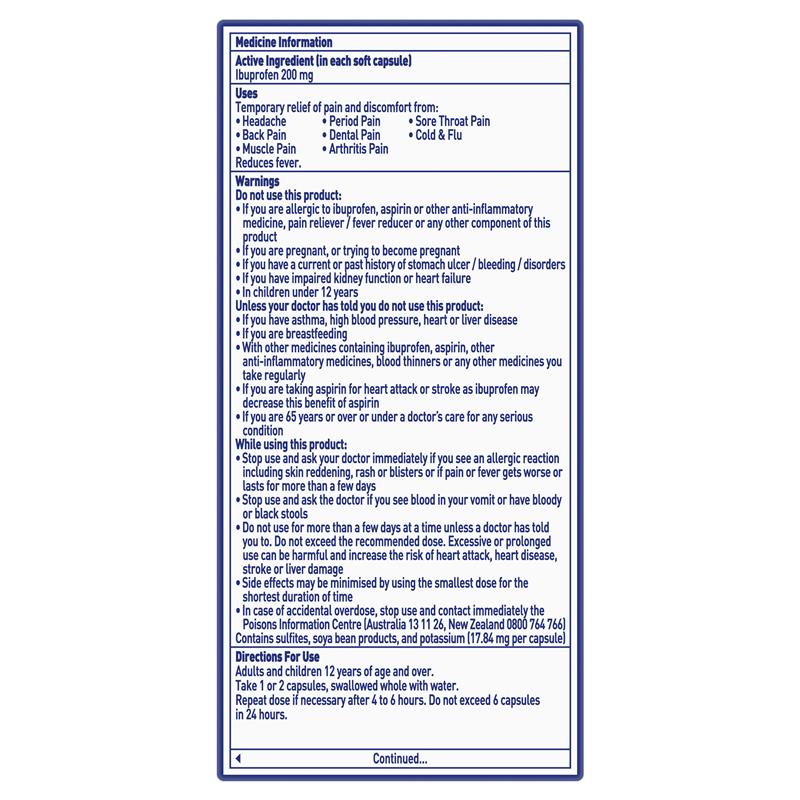 Advil Ibuprofen Pain Relief 20 Liquid Capsules