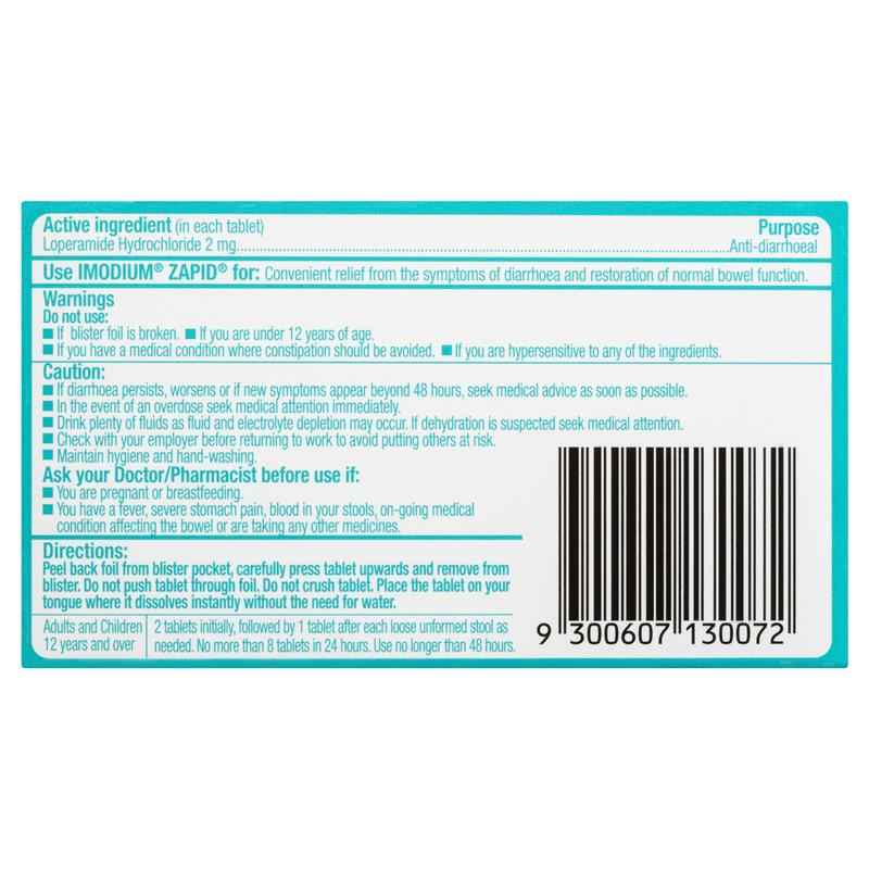 Imodium Zapid Diarrhoea Tablets 12 Pack
