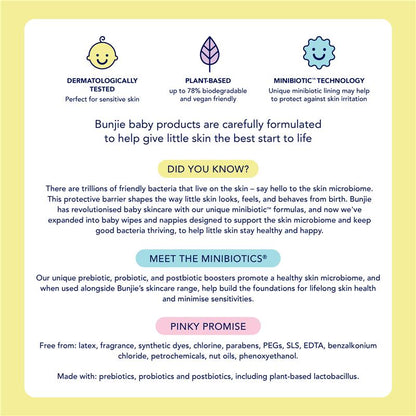 Bunjie Probiotic Eco Nappies Size 1, Up to 5kg, 52 Pack