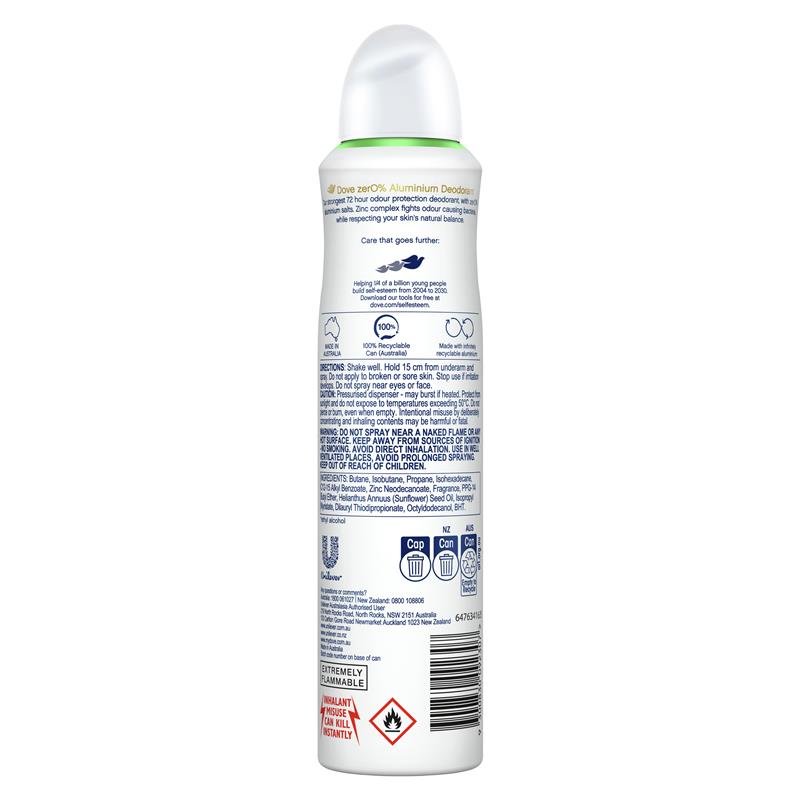 Dove Zero Aluminium Cucumber 250ml