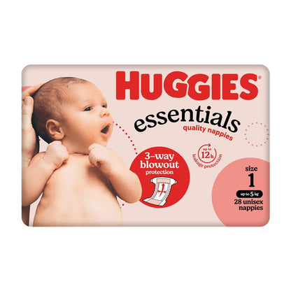 Huggies Essentials Nappies Size 1 (up to 5kg) 28 Pack