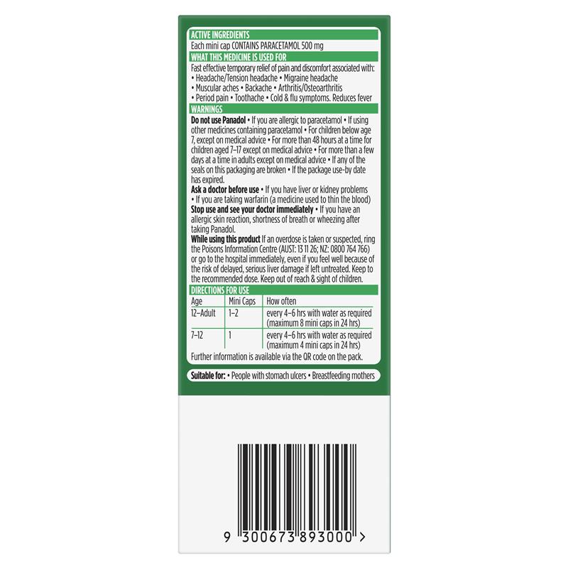 Panadol Paracetamol Pain Relief 16 Mini Caplets