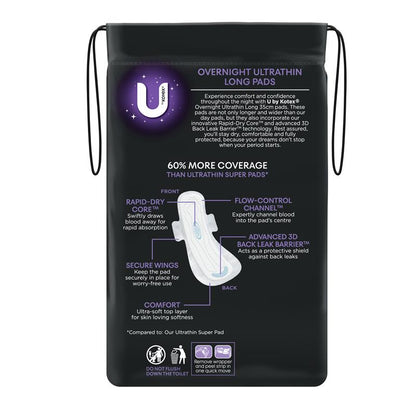 U by Kotex Ultra Thin Overnight Long Wing 8 Pack
