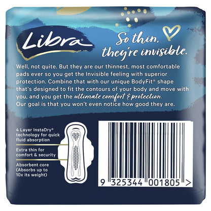 Libra Pads Invisible Body Fit with Wings Regular 12