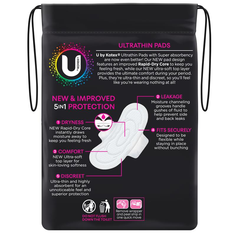 U By Kotex Ultrathins Pads Wing Super 12 Pack