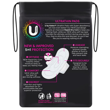 U By Kotex Ultrathins Pads Wing Super 12 Pack
