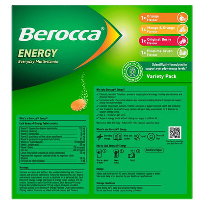 Berocca Energy 60 Effervescent Tablets 4 x 15 Variety Exclusive Pack