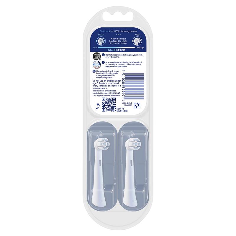 Oral B Power Toothbrush iO Clean & Gum Protect Refills White 2 Pack