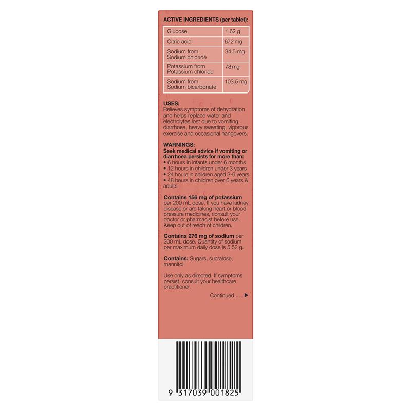 Hydralyte Electrolyte Effervescent Peach Crush 20 Tablets
