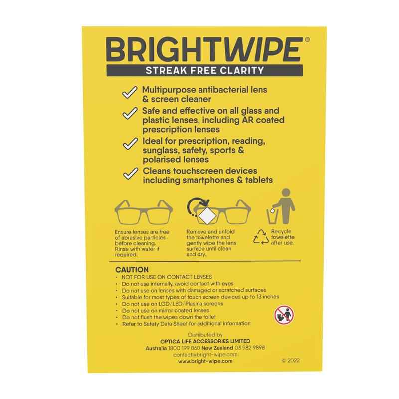 BrightWipe Lens Cleaning Wipes 200 Pack Exclusive Size