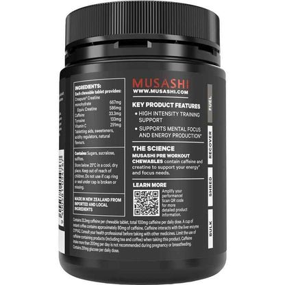 Musashi Pre Workout Chewables Fruit Crush Flavour 60 Tablets